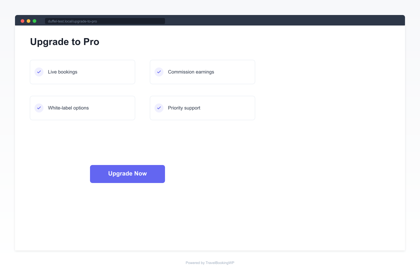 WordPress admin settings screen for the Duffel plugin